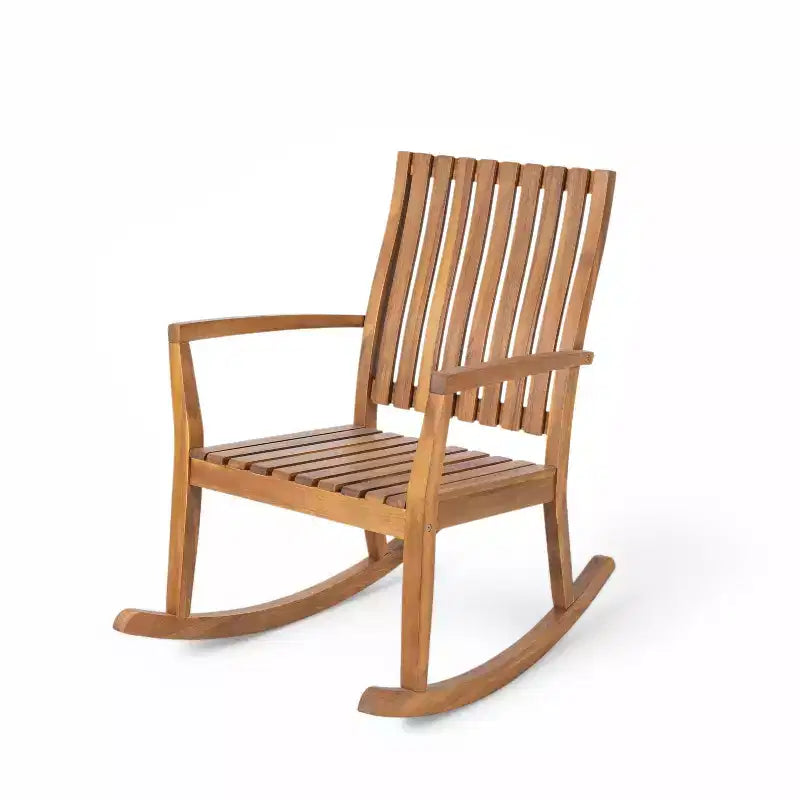 Christopher Knight Home Raeburn Outdoor Rustic Acacia Wood Slatted Design Accent Rocking Chair (Set of 2)