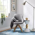 Art Leon Comfortable Velvet Swivel Accent Armchair with Golden Legs