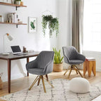 Art Leon Comfortable Velvet Swivel Accent Armchair with Golden Legs