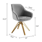Art Leon Comfortable Velvet Swivel Accent Armchair with Golden Legs
