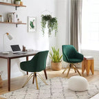Art Leon Comfortable Velvet Swivel Accent Armchair with Golden Legs