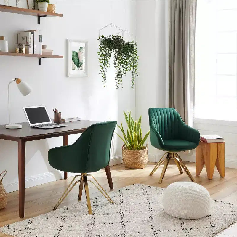 Art Leon Comfortable Velvet Swivel Accent Armchair with Golden Legs