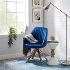 Art Leon Comfortable Velvet Swivel Accent Armchair with Golden Legs