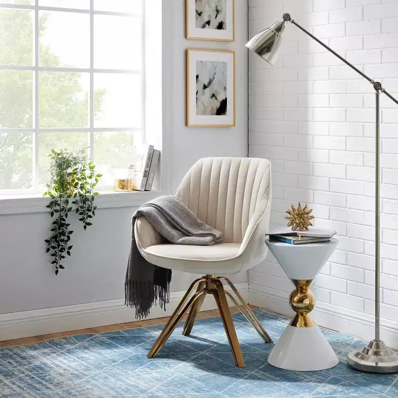 Art Leon Comfortable Velvet Swivel Accent Armchair with Golden Legs