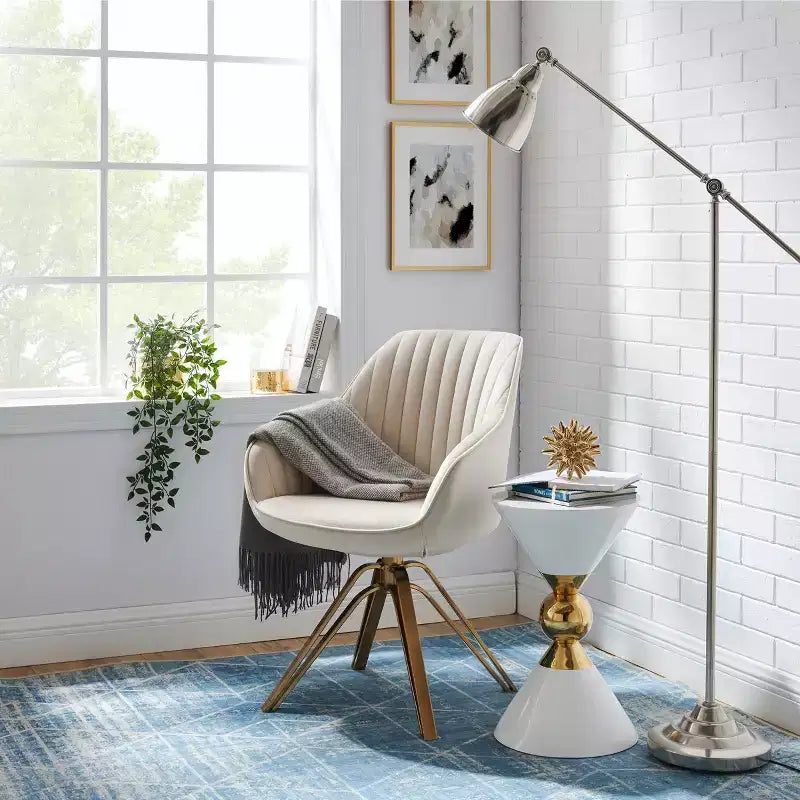 Art Leon Comfortable Velvet Swivel Accent Armchair with Golden Legs