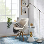 Art Leon Comfortable Velvet Swivel Accent Armchair with Golden Legs
