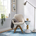 Art Leon Comfortable Velvet Swivel Accent Armchair with Golden Legs