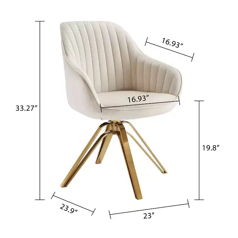 Art Leon Comfortable Velvet Swivel Accent Armchair with Golden Legs