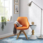 Art Leon Comfortable Velvet Swivel Accent Armchair with Golden Legs