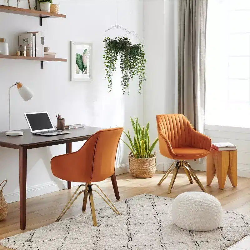 Art Leon Comfortable Velvet Swivel Accent Armchair with Golden Legs