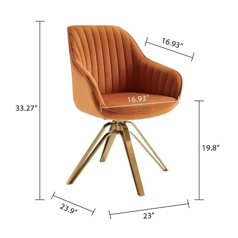 Art Leon Comfortable Velvet Swivel Accent Armchair with Golden Legs