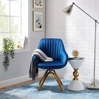 Art Leon Comfortable Velvet Swivel Accent Armchair with Golden Legs