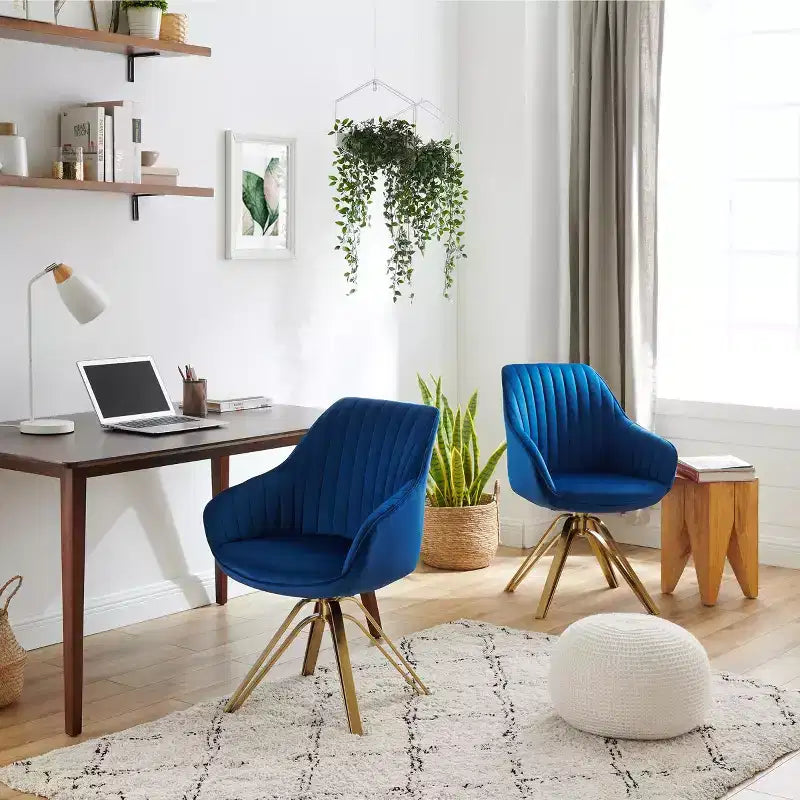 Art Leon Comfortable Velvet Swivel Accent Armchair with Golden Legs