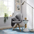 Art Leon Comfortable Velvet Swivel Accent Armchair with Golden Legs