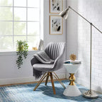 Art Leon Comfortable Velvet Swivel Accent Armchair with Golden Legs