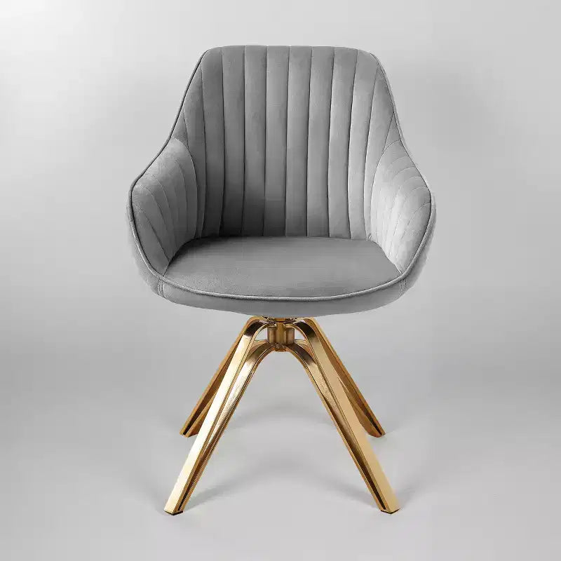 Poltrona girevole Art Leon in velluto confortevole con gambe dorate