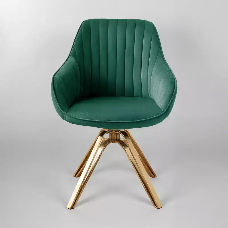 Poltrona girevole Art Leon in velluto confortevole con gambe dorate