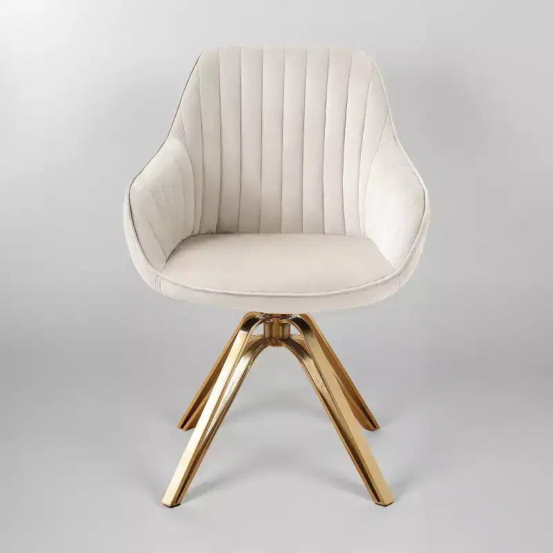 Poltrona girevole Art Leon in velluto confortevole con gambe dorate