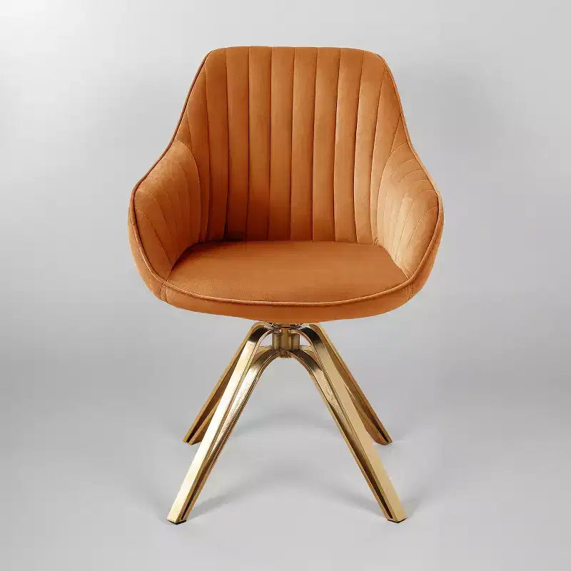 Poltrona girevole Art Leon in velluto confortevole con gambe dorate