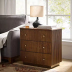 Sara 3-Drawer Modern end table with Built-in Charging Station|ART OF LIVING DESIGNS-WALNUT