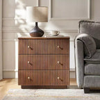 Sara 3-Drawer Modern end table with Built-in Charging Station|ART OF LIVING DESIGNS-WALNUT