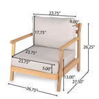 Christopher Knight Home Shane Rustic Patio Acacia Wood Club Chair with Water-Resistant Cushion, Teak /Beige
