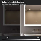 Pensile Flora con specchi e luci, mobiletto da bagno a incasso/da parete con luce a 3 modalità, dimmerabile, anti-appannamento, nero