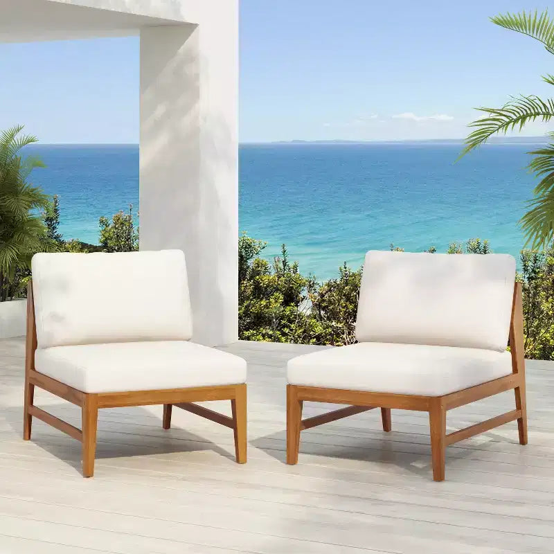 Christopher Knight Home Simms Outdoor Acacia Wood Armless Chair with Open Slatted Back (Set of 2)