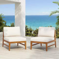 Christopher Knight Home Simms Outdoor Acacia Wood Armless Chair with Open Slatted Back (Set of 2)