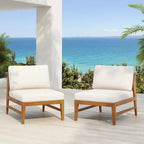 Christopher Knight Home Simms Outdoor Acacia Wood Armless Chair with Open Slatted Back (Set of 2)