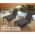 Set di 2 Chaise Longue in Wicker Biscayne 65465, Intrecciate in Acciaio per Tutte le Stagioni, con Telaio Verniciato a Polvere Leggero, per Interni ed Esterni, Portico, Giardino, Balcone