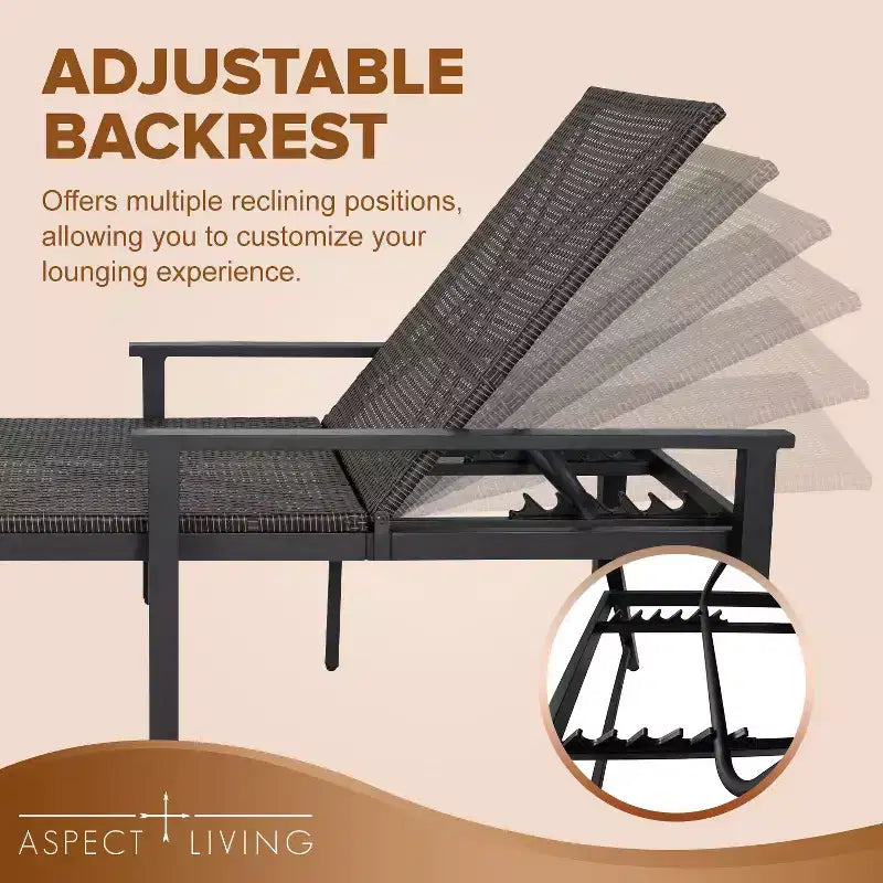 Set di 2 Chaise Longue in Wicker Biscayne 65465, Intrecciate in Acciaio per Tutte le Stagioni, con Telaio Verniciato a Polvere Leggero, per Interni ed Esterni, Portico, Giardino, Balcone