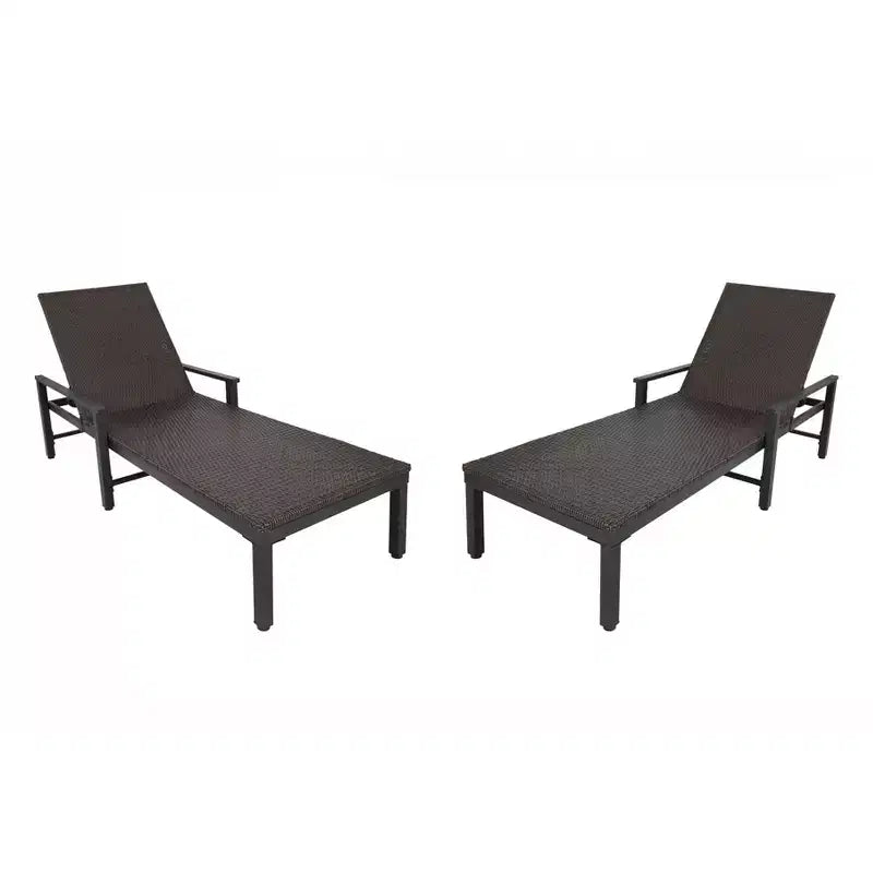 Set di 2 Chaise Longue in Wicker Biscayne 65465, Intrecciate in Acciaio per Tutte le Stagioni, con Telaio Verniciato a Polvere Leggero, per Interni ed Esterni, Portico, Giardino, Balcone