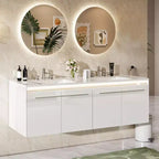 AMERLIFE LED Floating Bathroom Double Vanity with Sink Combo