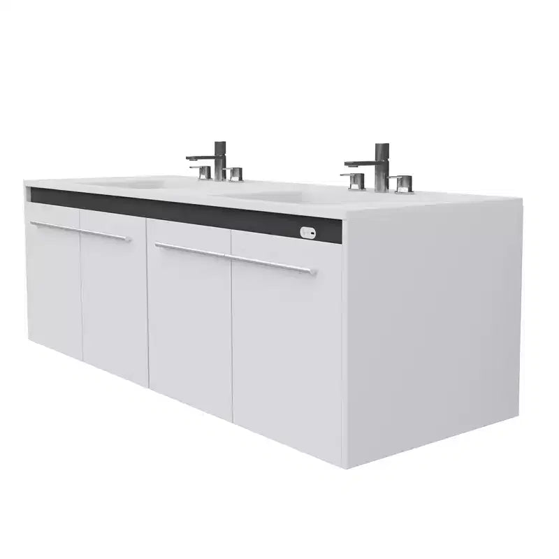 AMERLIFE LED Floating Bathroom Double Vanity with Sink Combo