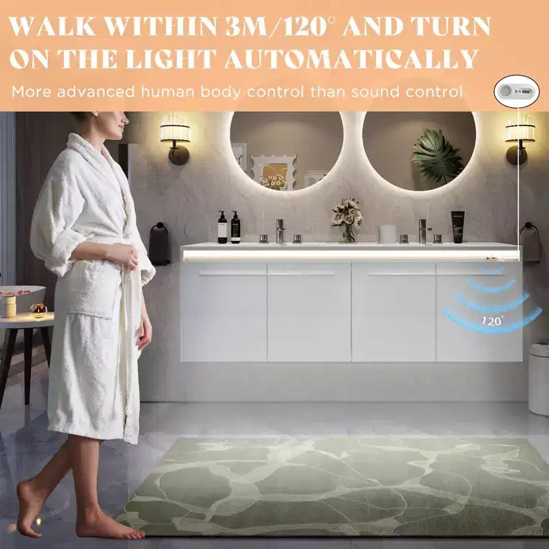 AMERLIFE LED Floating Bathroom Double Vanity with Sink Combo