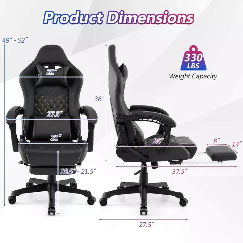 Sedia da Gaming Costway con Poggiapiedi, Sedia Ergonomica da Gaming per Computer con Poggiatesta