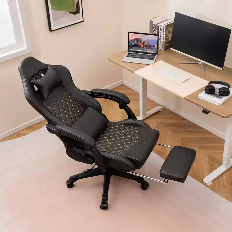Sedia da Gaming Costway con Poggiapiedi, Sedia Ergonomica da Gaming per Computer con Poggiatesta