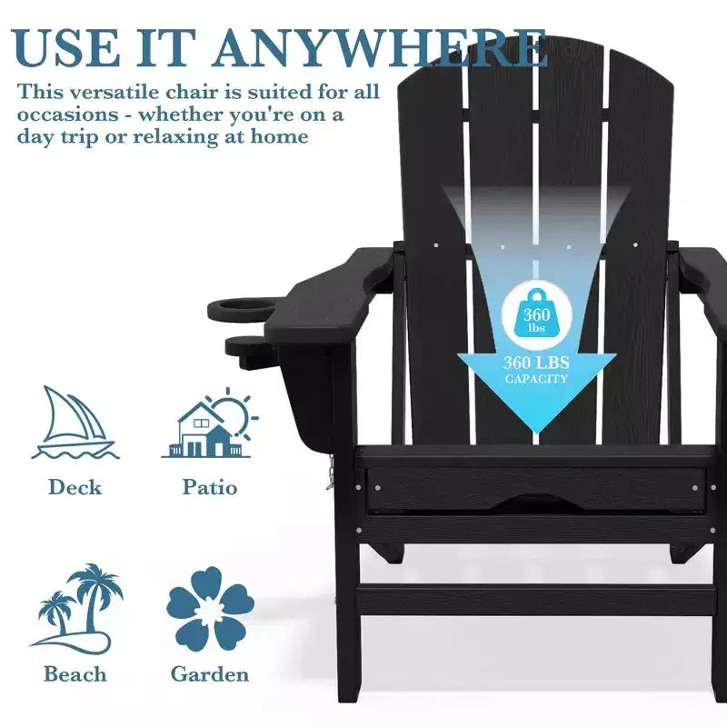 Hyleory 3-Level Adjustable Patio Accent Chair with Retractable Ottoman, Cup & Phone Holders