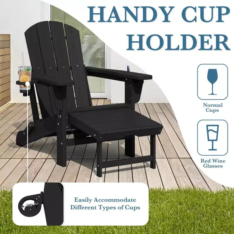 Hyleory 3-Level Adjustable Patio Accent Chair with Retractable Ottoman, Cup & Phone Holders