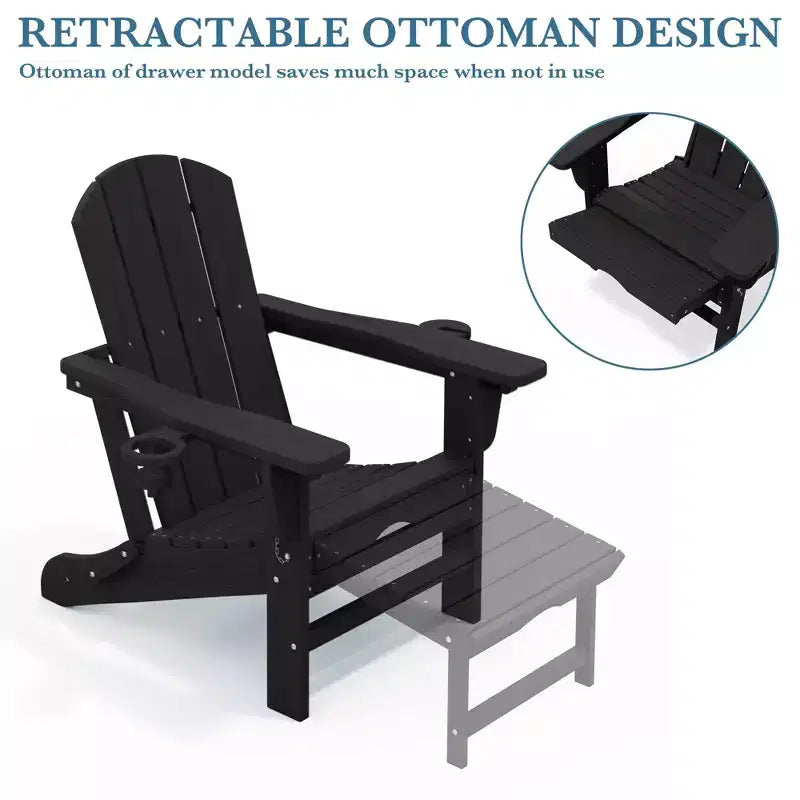 Hyleory 3-Level Adjustable Patio Accent Chair with Retractable Ottoman, Cup & Phone Holders