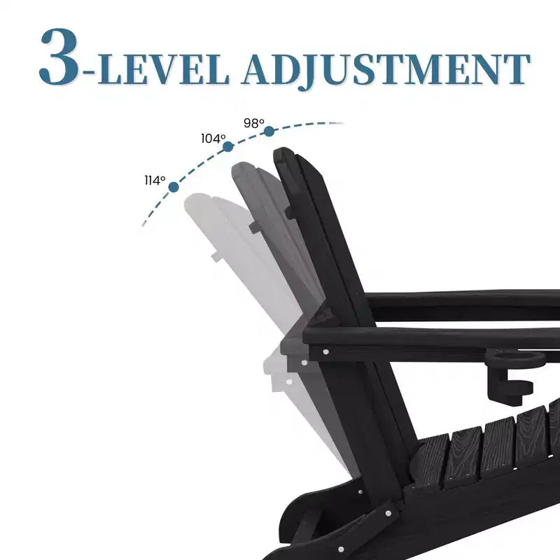 Hyleory 3-Level Adjustable Patio Accent Chair with Retractable Ottoman, Cup & Phone Holders
