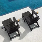 Hyleory 3-Level Adjustable Patio Accent Chair with Retractable Ottoman, Cup & Phone Holders