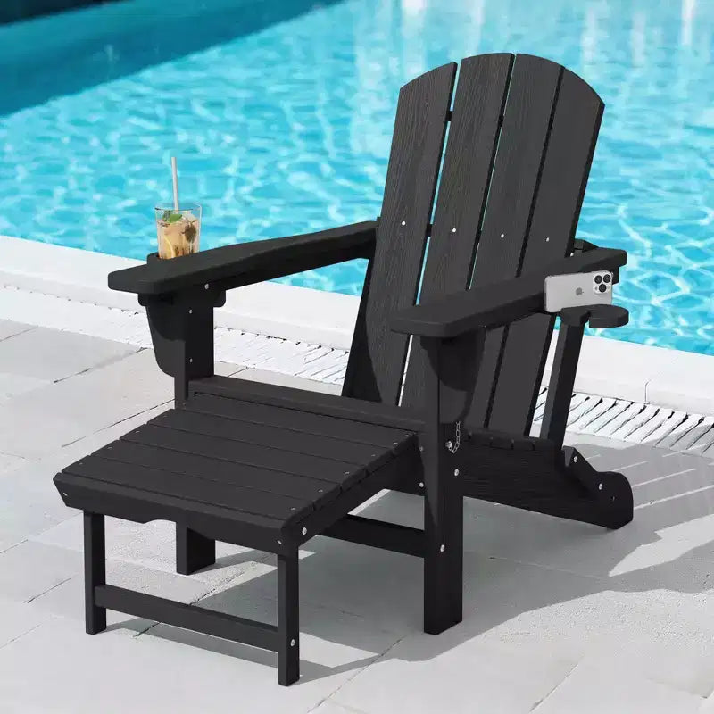 Hyleory 3-Level Adjustable Patio Accent Chair with Retractable Ottoman, Cup & Phone Holders