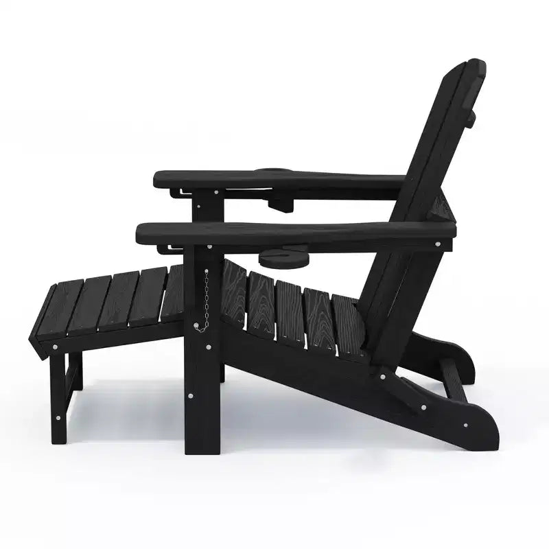 Hyleory 3-Level Adjustable Patio Accent Chair with Retractable Ottoman, Cup & Phone Holders