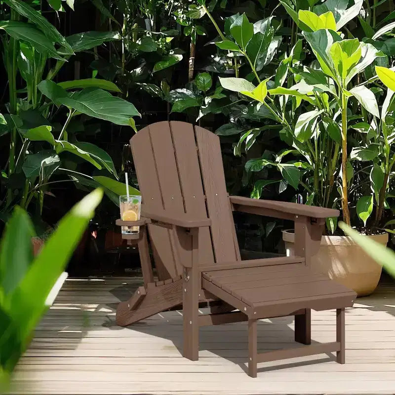 Hyleory 3-Level Adjustable Patio Accent Chair with Retractable Ottoman, Cup & Phone Holders