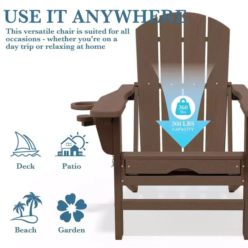 Hyleory 3-Level Adjustable Patio Accent Chair with Retractable Ottoman, Cup & Phone Holders