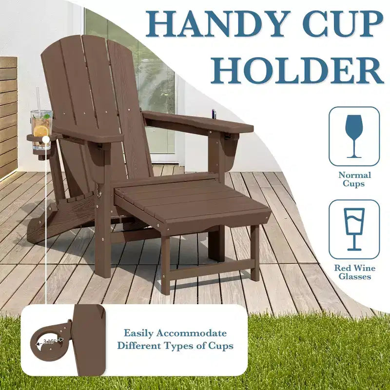 Hyleory 3-Level Adjustable Patio Accent Chair with Retractable Ottoman, Cup & Phone Holders