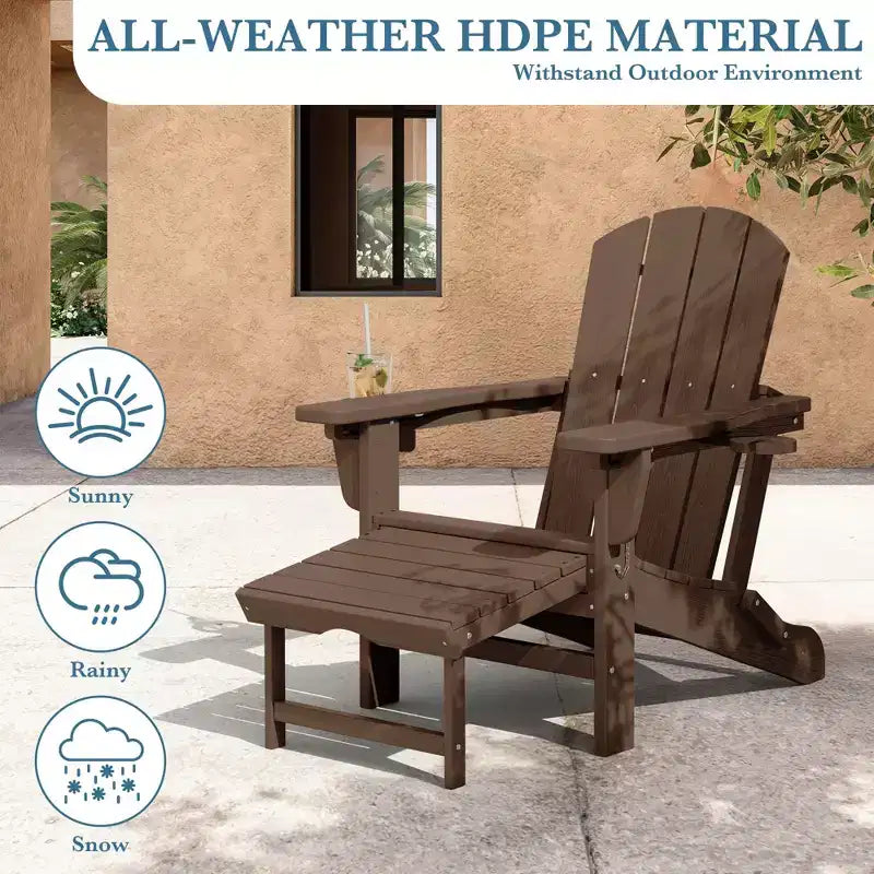 Hyleory 3-Level Adjustable Patio Accent Chair with Retractable Ottoman, Cup & Phone Holders