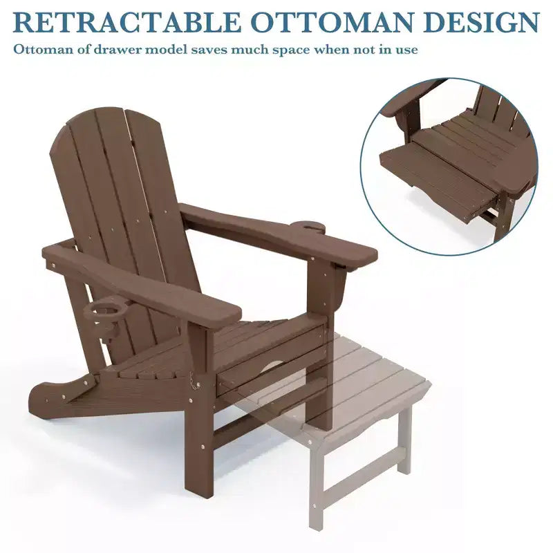 Hyleory 3-Level Adjustable Patio Accent Chair with Retractable Ottoman, Cup & Phone Holders
